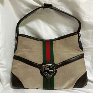 GUCCI グッチ シェリーライン ワンショルダーバッグ ハンドバッグ ダブルG キャンバス レザー ジャッキー