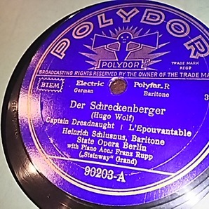 Heinrich Schlusnus（ハインリヒ・シュルスヌス ） フーゴ・ヴォルフ（Hugo Wolf）（独Polydor 90203）の画像1
