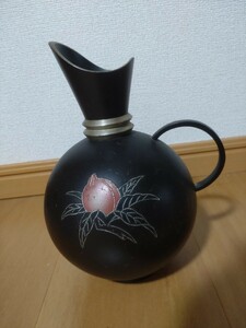 桃図花瓶 山本鳳山作 高岡銅器 彫金 アンティーク 作家