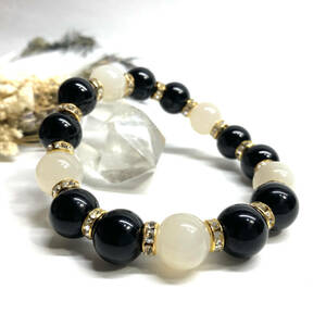 moli on &. moonstone Power Stone bracele natural stone breath ( Gold ) 12mm.. better fortune men's man 0