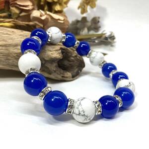  blue ..& is u light Power Stone bracele natural stone breath ( silver ) 12mm.. better fortune men's man 0