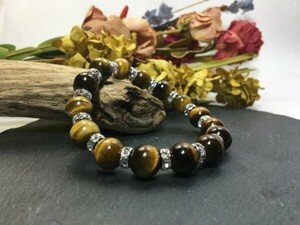  Power Stone bracele Tiger I 12mm natural stone breath silver better fortune luck with money .. beads breath men's man 0