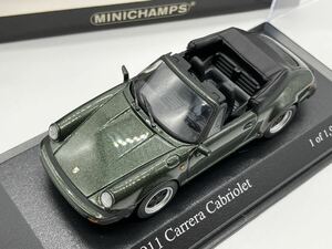 ミニチャンプス 1/43 ポルシェ 「430062035」Porsche911 CarreraCabrioiet 1983 Green metallic