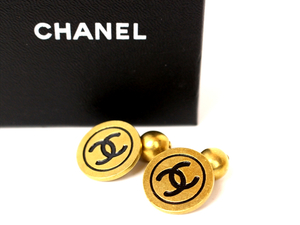 *CHANEL[ Chanel ] здесь Mark запонки * Gold × черный *94A* раунд type * костюм * party * свадьба * бизнес * Vintage *