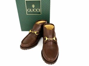 美品☆GUCCI【グッチ】レザー ホースビット ローファー☆茶色☆35サイズ☆22cm☆ブラウン×ゴールド金具☆ロゴ☆レディース☆