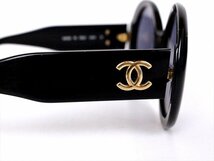 良品☆CHANEL【シャネル】ココマーク付ラウンド型サングラス☆ブラック×ゴールド金具☆CCマーク☆ロゴ☆レディース☆日よけ_画像3