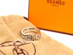 HERMES[ Hermes ] гибрид сельдерея и салата -ru ремень узор кольцо * кольцо *50*9 номер * серебряный 925* Logo * мужской * женский * с ящиком 