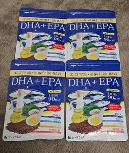 ☆ゆうパケット送料無料☆ シードコムス エゴマ油＋亜麻仁油配合 ＤＨＡ＋ＥＰＡ サプリメント 90粒×4袋 約12ヶ月分 賞味期限2026年8月迄