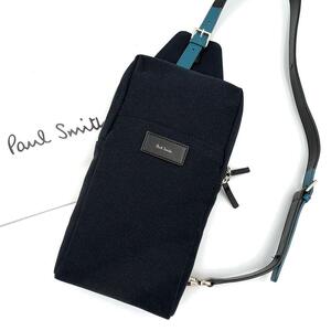 { beautiful goods } present Paul Smith Paul Smith men's business Cross body cotton leather body bag navy 