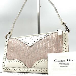 《美品》Christian Dior クリスチャンディオール トロッター レザー アクセサリーポーチ ハンドバッグ ジョンガリアーノ期 ピンク