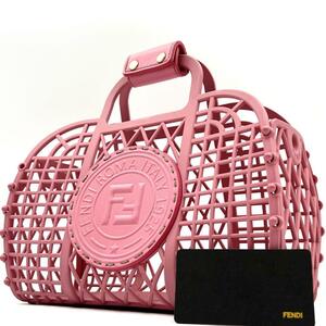 《希少》正規品 FENDI フェンディ バスケット スモール かごバッグ FFロゴ ピンク