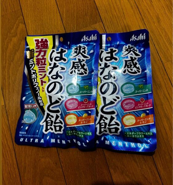 爽感はなのど飴 のど飴 強力粒ミント入り 新ミントポリファノール配合 asahi 2袋