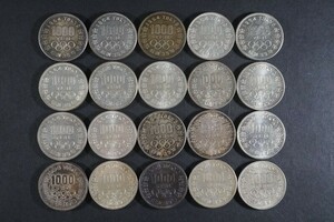 (739)日本貨幣 1964年東京オリンピック記念1000円銀貨 20枚 額面20000円 千円記念硬貨1,000円 旧硬貨 富士と桜 昭和39年 状態良好