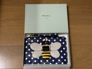 MUVEIL ミニクラッチバッグ 小物入れ 新品未使用 定価19800円 箱付き 高島屋購入 牛革製 ミューベル