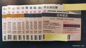【送料無料】JAL株主優待券 10枚 (～2025年11月30日迄×5枚、2024年11月30日迄×5枚）