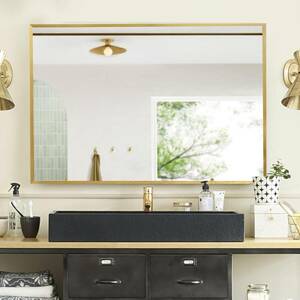 鏡 壁掛けミラー 矩形ミラー バスルームミラー ウォールミラー アルミフレーム 化粧鏡 玄関 洗面 トイレ(ゴールド 30cm*50cm) 