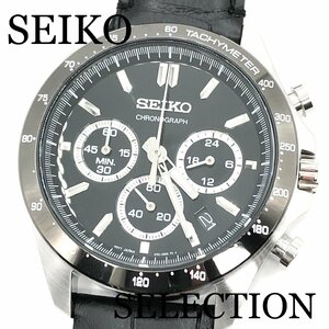 SEIKO SELECTION 8Tクロノグラフ レザーバンド SBTR021（ブラック）