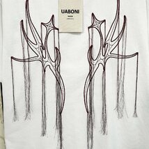 高級EU製＆定価2万◆UABONI*Paris*半袖Tシャツ*ユアボニ*パリ発◆上品 通気 吸汗 刺繍 フリンジ カットソー スウェット 個性 男女兼用XL/50_画像3