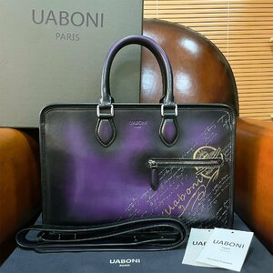  highest grade EU made regular price 38 ten thousand *UABONI*yuaboni* illusion. pa tea n* briefcase * business bag hand . bag tote bag original leather gentleman men's 