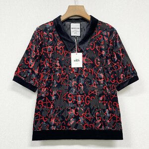 個性ヨーロッパ製※定価2万◆ブルガリア発※RISELIN 半袖Tシャツ 薄手 通気 艶 総柄 透け感 トップス レトロ カジュアル レディース M