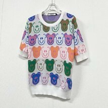 高級ヨーロッパ製※定価3万◆ブルガリア発※RISELIN 半袖Tシャツ ウール 快適 通気 笑顔 クマ 大人可愛い カラフル ニット レディース L/48_画像8