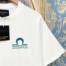 定価2万★christian milada・ミラノ発・半袖Tシャツ★コットン100％ 吸汗 薄手 柔らかい 個性 天秤座 きれいめ ユニセックス XL/50_画像6