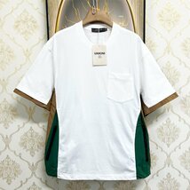 新作EU製＆定価2万◆UABONI*Paris*半袖Tシャツ*ユアボニ*パリ発◆快適 吸汗 速乾 異素材 切替 カットソー スウェット 個性 リラックス XL_画像1