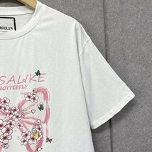 最上級ヨーロッパ製※定価2万◆ブルガリア発※RISELIN 半袖Tシャツ 通気 快適 吸汗 可愛い 花柄 蝶 トップス スウェット キレイめ 夏 L/48_画像7