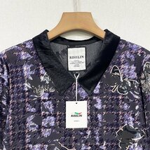 定番ヨーロッパ製※定価2万◆ブルガリア発※RISELIN 半袖Tシャツ 上品 通気 柔らかい 艶 総柄 千鳥格子 透かし トップス レディース 夏 M_画像3