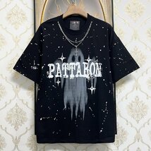 個性EU製＆定価2万◆UABONI*Paris*半袖Tシャツ*ユアボニ*パリ発◆高級 快適 ソフト チェーン付き ゴス スウェット ストリート 男女兼用 L_画像1