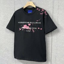 高級・半袖Tシャツ 定価2万◆Emmauela・イタリア・ミラノ発◆コットン 上品 通気 個性 キラキラ ラインストーン カットソー 男女兼用 夏2XL_画像8