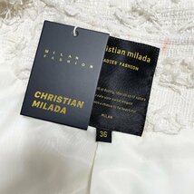 定価6万★christian milada・ミラノ発・ジャケット★高級リネン/麻混 快適 シック フリンジ アウター ツイード キレイめ ボレロ ディース M_画像9