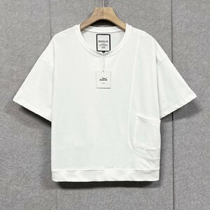 高級ヨーロッパ製※定価2万◆ブルガリア発※RISELIN 半袖Tシャツ 快適 薄手 無地 洗練 オシャレ カットソー プルオーバー ユニセックス L