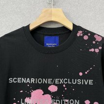 高級・半袖Tシャツ 定価2万◆Emmauela・イタリア・ミラノ発◆コットン 上品 通気 個性 キラキラ ラインストーン カットソー 男女兼用 夏 XL_画像3