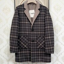 最高峰EU製＆定価7万◆UABONI*Paris*テーラードジャケット*ユアボニ*パリ発◆上級カシミヤ 暖かさ ソフト チェック柄 ビジネス 紳士 XL/50_画像1