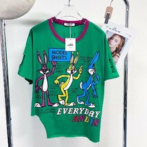 個性ヨーロッパ製※定価2万◆ブルガリア発※RISELIN 半袖Tシャツ 人気 ゆったり ダメージ加工 ウサギ トップス アシンメトリー 街着 M/46_画像10