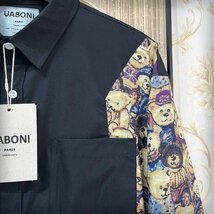 個性EU製＆定価4万◆UABONI*Paris*長袖シャツ*ユアボニ*パリ発◆上質 薄手 ソフト 吸汗速乾 お洒落 ベア レジャー ジャケット L/48サイズ_画像6