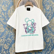 定価2万★christian milada・ミラノ発・半袖Tシャツ★綿100％ 薄手 個性 クマ・ロボット柄 カジュアル シンプル トップス L/48サイズ_画像9