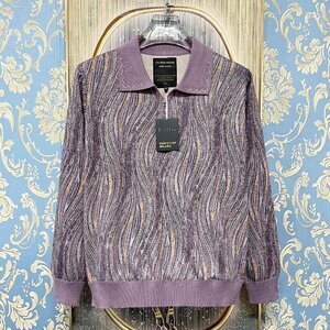  regular price 4 ten thousand *christian milada* milano departure * sweatshirt * on goods wool . soft total pattern rhinestone tops beautiful . lady's XL/40 size 