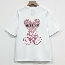 上品ヨーロッパ製※定価2万◆ブルガリア発※RISELIN 半袖Tシャツ 上質 薄手 通気 プリント 遊び心 トップス カットソー 個性 夏服 M/46_画像1