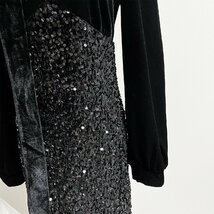 定価5万★christian milada・ミラノ発・ワンピース★ミンク/カシミア 派手 ドレス 膝丈 スパンコール キレイめ 着せ レディース M/36_画像7