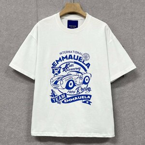  high class * short sleeves T-shirt regular price 2 ten thousand *Emmauela* Italy * milano departure * cotton 100% fine quality thin ventilation piece . car pull over cut and sewn American Casual summer clothing L