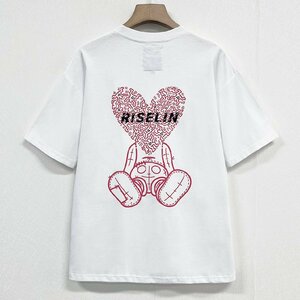 上品ヨーロッパ製※定価2万◆ブルガリア発※RISELIN 半袖Tシャツ 上質 薄手 通気 プリント 遊び心 トップス カットソー 個性 夏服 L/48