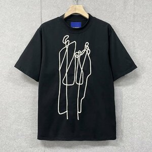 個性・半袖Tシャツ 定価2万◆Emmauela・イタリア・ミラノ発◆上品 ソフト 吸汗 オシャレ ロープ刺繍 トップス スウェット ユニーク XL/50