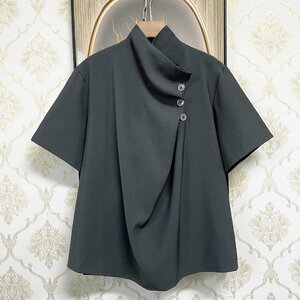 個性EU製＆定価2万◆UABONI*Paris*半袖Tシャツ*ユアボニ*パリ発◆上品 薄手 速乾 ゆったり 無地 カットソー スウェット トレンディ 夏 M/46