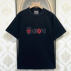 人気EU製＆定価2万◆UABONI*Paris*半袖Tシャツ*ユアボニ*パリ発◆エジプト綿 快適 薄手 ソフト ロゴ カットソー スウェット 個性 夏 2XL/52