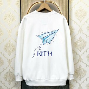  excellent article EU made & regular price 4 ten thousand *UABONI*Paris* sweatshirt *yuaboni* Paris departure * cotton 100% easy sweat paper airplane playing heart autumn winter KITH M/46 size 