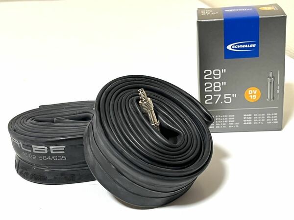 【送料無料】27.5/28/29インチ英式MTB用チューブ Schwalbe DV19 バルブ長40mm 新品2個セット《29×1.5-2.4 / 27.5×2.0-2.4》