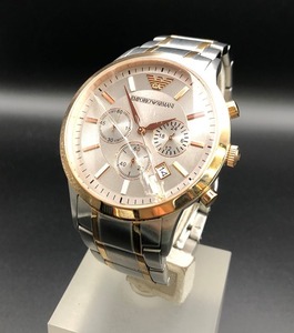 [A] часы (sa60)*[[WH-11668]]*EMPORIO ARMANI( Emporio Armani )*AR-11077* хронограф комбинированный * работа товар ( батарейка заменен )*