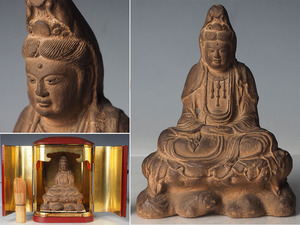 A_VD50_ old house the first . era .. sound bodhisattva image seat image .. Buddhism fine art height 15.5cm / Buddhist image China old .